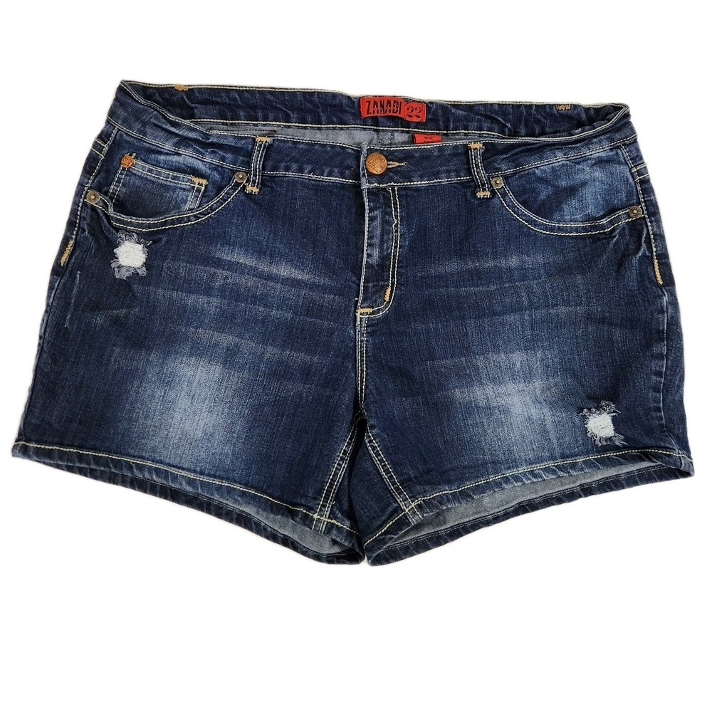 Zana‎ Di Denim Shorts Womens Size 22 Blue Distressed Stretch Jean Shorts Casual